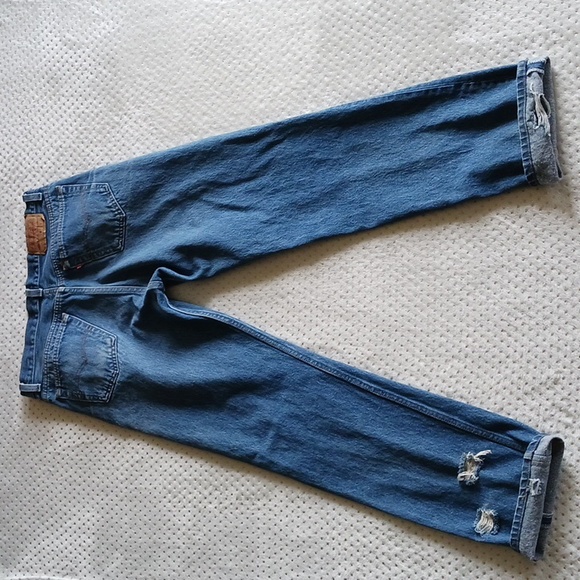 Vintage Levi 1991 501s Distressed Jeans Natural Fading size 31 -32 - Picture 3 of 15